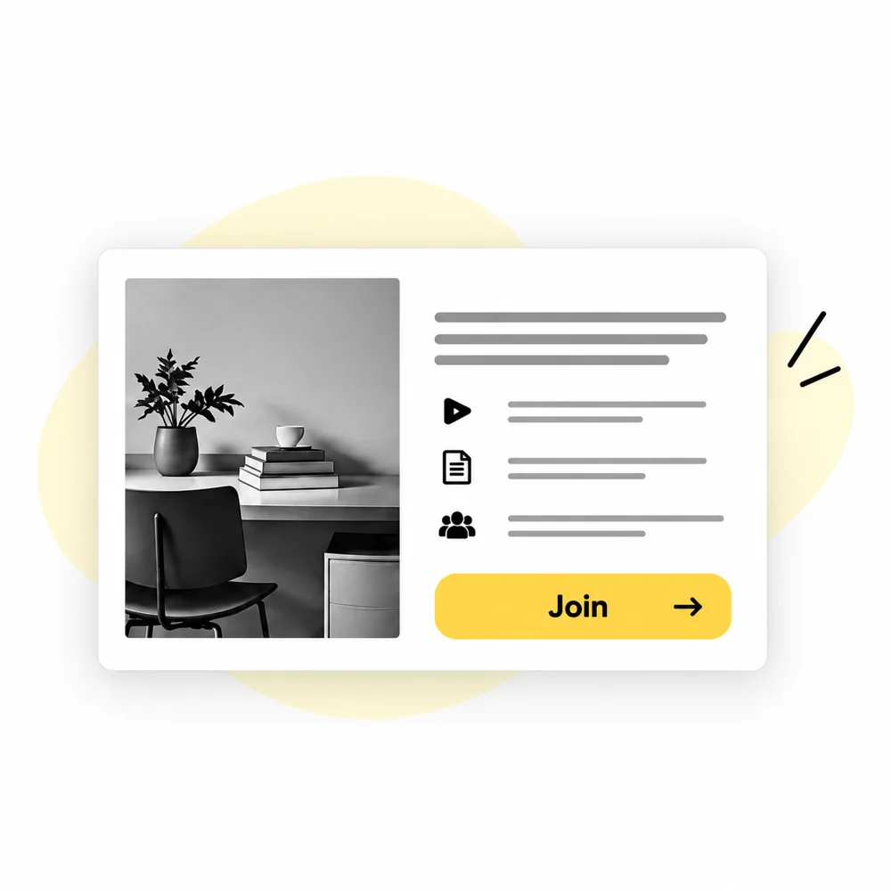Content guiding interested learners towards a membership or course.